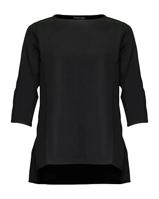 Boatneck 3/4 Length Sleeve High Low Hem Top