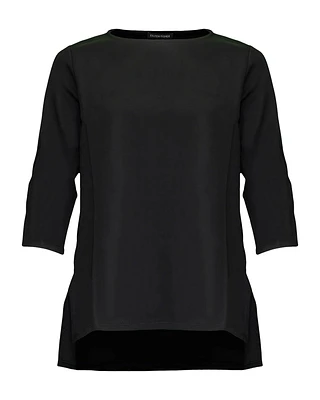 Boatneck 3/4 Length Sleeve High Low Hem Top