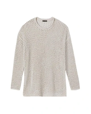 Eileen Fisher Cotton Crochet Knit Mesh Pullover