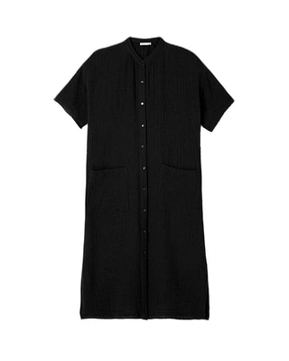 Eileen Fisher Cotton Gauze Mandarin Collar Dress
