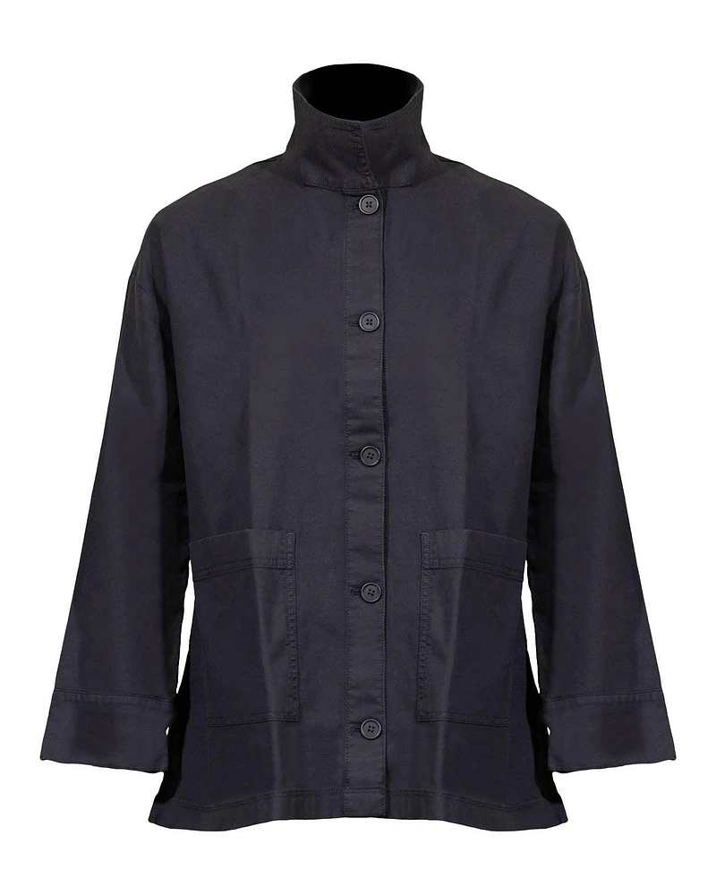 Eileen Fisher Cotton Hemp Stand Collar Jacket