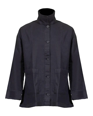 Eileen Fisher Cotton Hemp Stand Collar Jacket