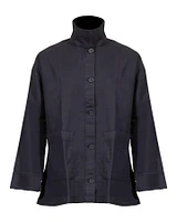 Eileen Fisher Cotton Hemp Stand Collar Jacket