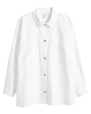 Eileen Fisher Cotton Hemp Stretch Shirt Jacket