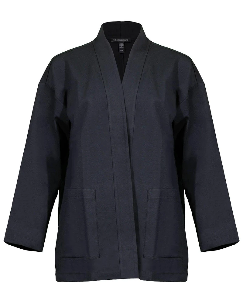 Eileen Fisher Cotton Ponte High Collar Jacket
