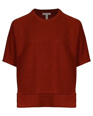 Eileen Fisher Cotton Raglan Short Sleeve Pullover