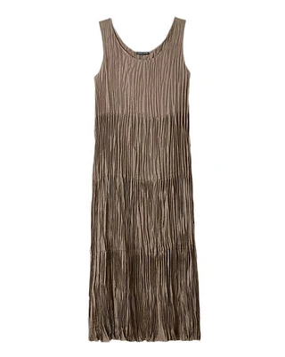 Eileen Fisher Crushed Silk Tiered Dress