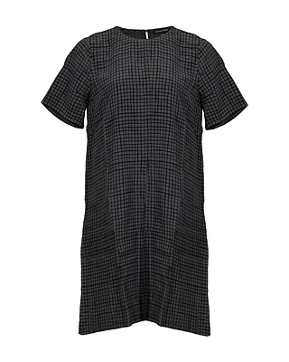 Eileen Fisher Grid Print Dress Bark