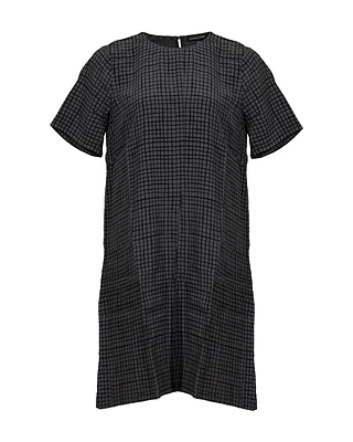 Eileen Fisher Grid Print Dress Bark