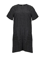 Eileen Fisher Grid Print Dress Bark