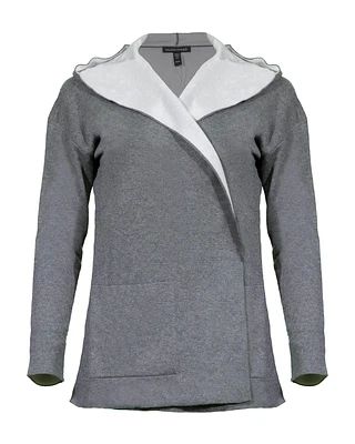 Eileen Fisher Hooded Cotton Blend Cardigan