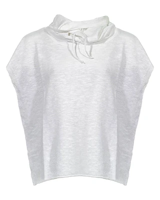 Eileen Fisher Linen Slub Cap Sleeve Hoodie