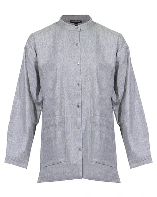 Eileen Fisher Mandarin Collar Flannel Shirt
