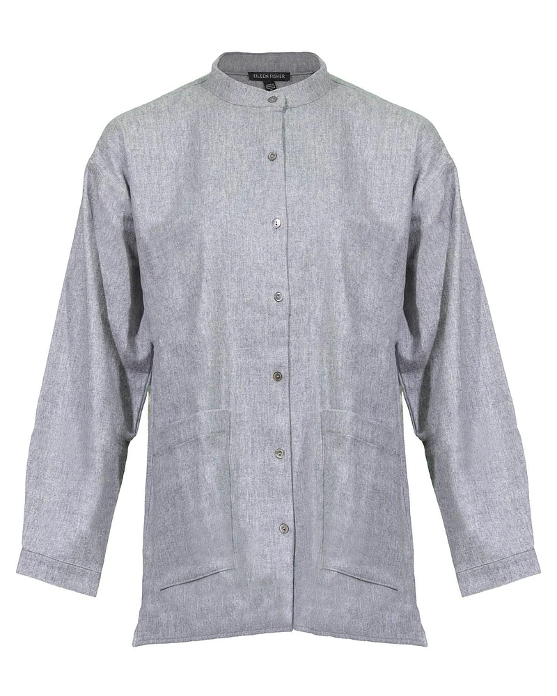 Eileen Fisher Mandarin Collar Flannel Shirt