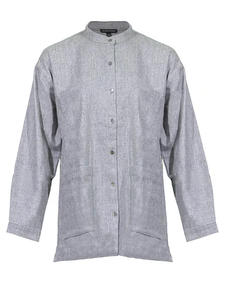 Eileen Fisher Mandarin Collar Flannel Shirt