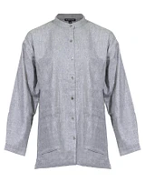 Eileen Fisher Mandarin Collar Flannel Shirt