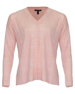 Melange V-Neck Box Top Grapefruit