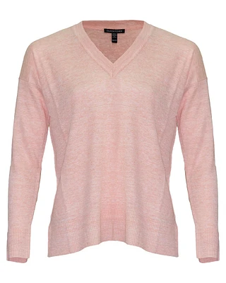 Melange V-Neck Box Top Grapefruit