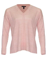 Melange V-Neck Box Top Grapefruit