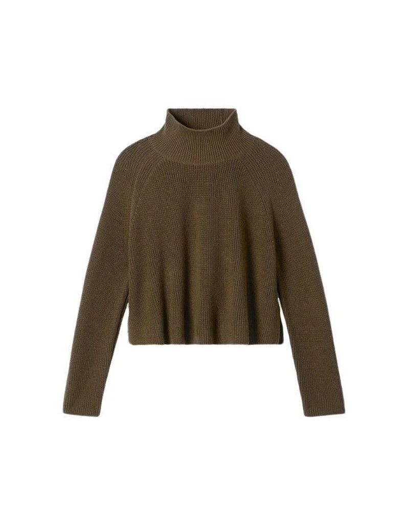 Eileen Fisher Merino Cropped High Neck Pullover