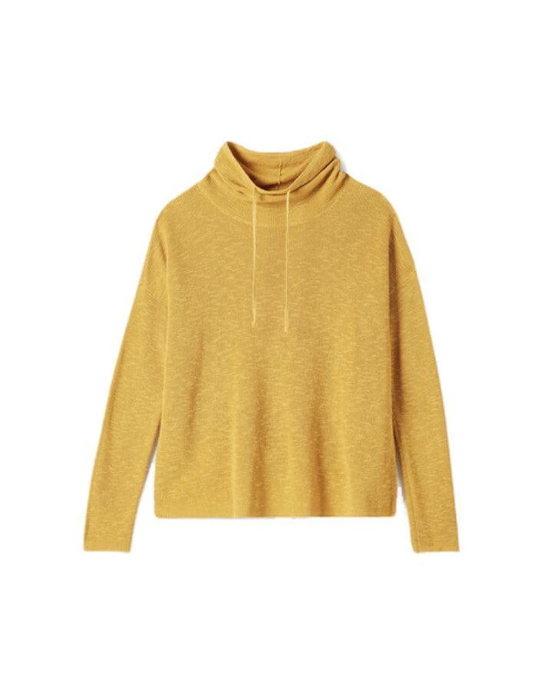 Eileen Fisher Organic Linen Cotton Slub Funnel Neck Top