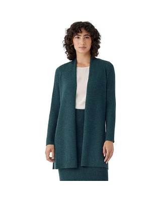 Eileen Fisher Rib Knit Wool Long Cardigan