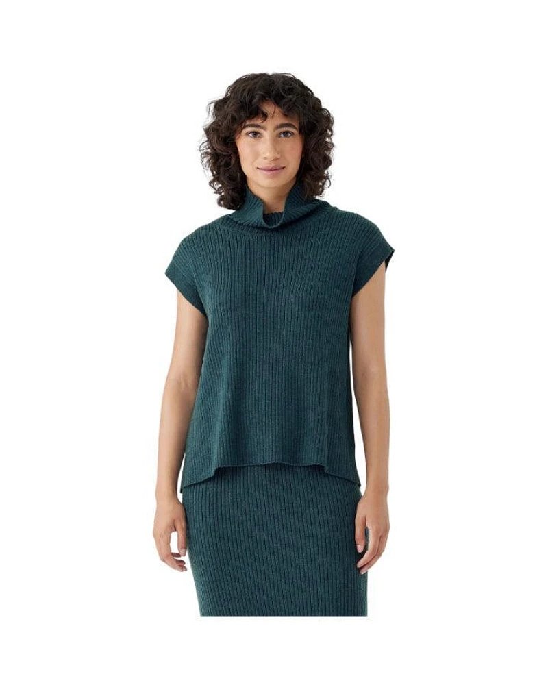 Eileen Fisher Ribbed Knit Cap Sleeve Turtleneck