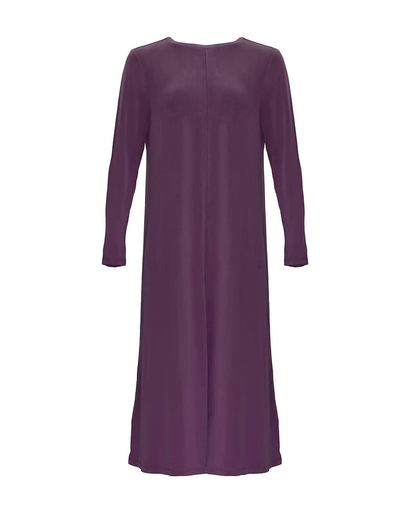 Sandwashed Cupro Knit Crew Neck Dress