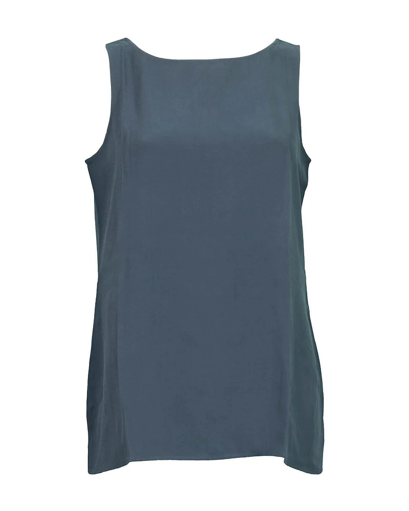 Eileen Fisher Silk Bateau Neck Long Tank Fongt