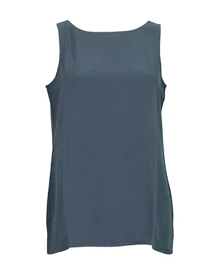 Eileen Fisher Silk Bateau Neck Long Tank Fongt