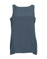 Eileen Fisher Silk Bateau Neck Long Tank Fongt