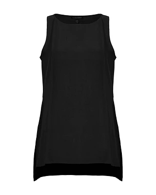 Eileen Fisher Silk Georgette Long Shell Black