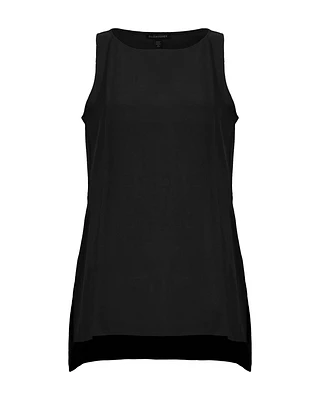 Eileen Fisher Silk Georgette Long Shell Black