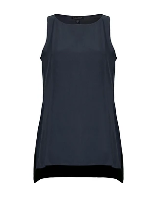 Eileen Fisher Silk Georgette Long Shell Graphite