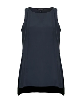 Eileen Fisher Silk Georgette Long Shell Graphite