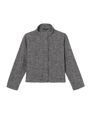 Eileen Fisher Tweed Stand Collar Jacket