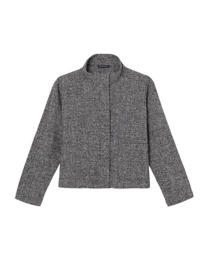 Eileen Fisher Tweed Stand Collar Jacket