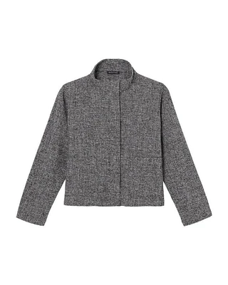 Eileen Fisher Tweed Stand Collar Jacket