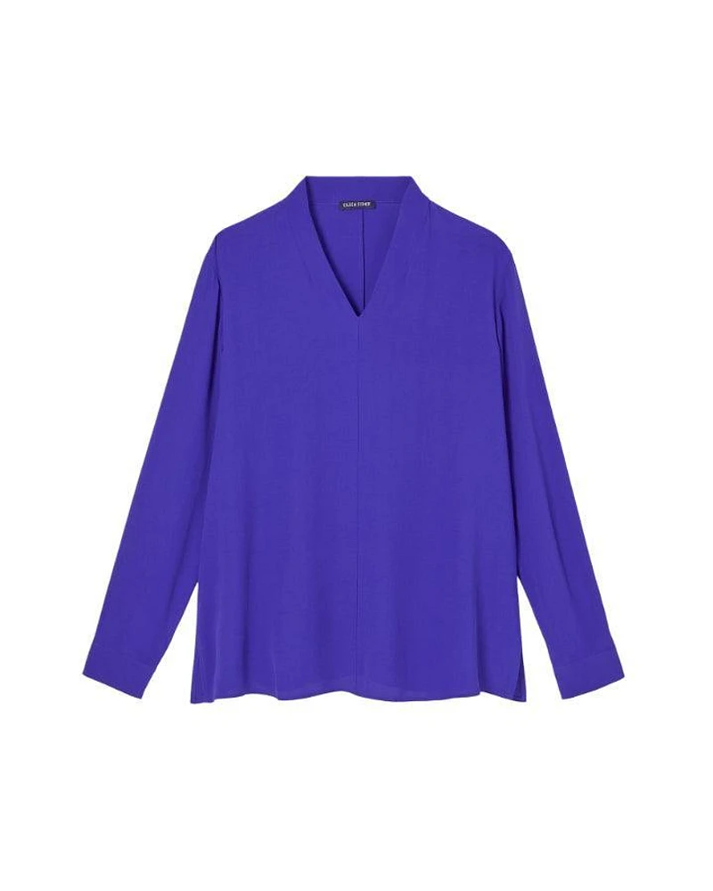 Eileen Fisher V-Neck Silk Crepe Top