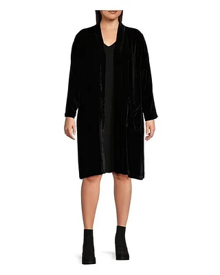 Eileen Fisher Velvet High Collar Long Jacket
