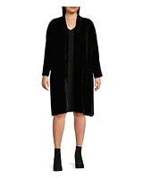 Eileen Fisher Velvet High Collar Long Jacket