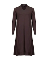 Eileen Fisher Viscose Jersey V-Neck Dress Brownstone