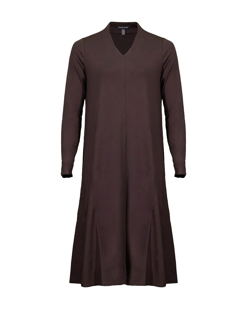 Eileen Fisher Viscose Jersey V-Neck Dress Brownstone