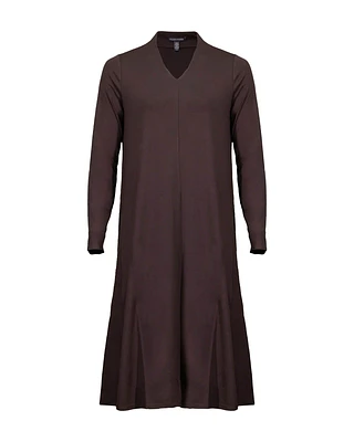 Eileen Fisher Viscose Jersey V-Neck Dress Brownstone