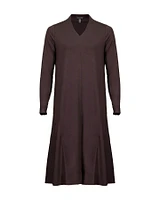 Eileen Fisher Viscose Jersey V-Neck Dress Brownstone