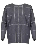 Eileen Fisher Windowpane Check Zip Cardigan