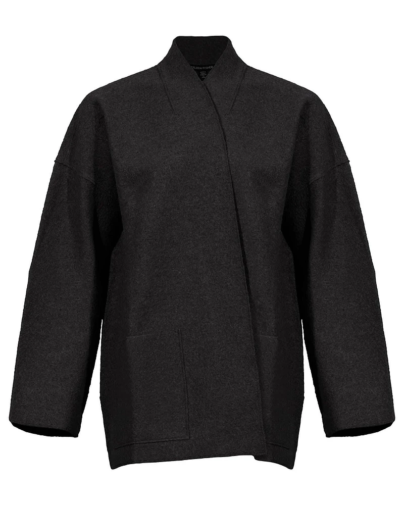 Wool High Collar Jacket Black
