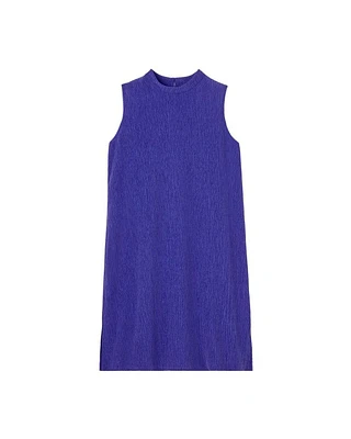 Eileen Fisher Woven Plisse Mock Neck Dress