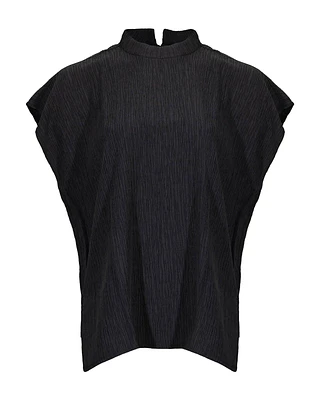 Eileen Fisher Woven Plisse Mock Neck Top