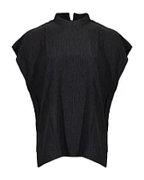 Eileen Fisher Woven Plisse Mock Neck Top